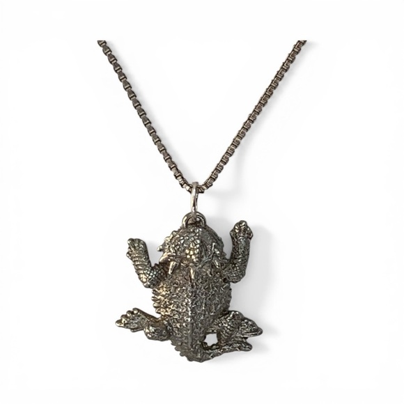 Jewelry - Sterling Silver Horned Toad Lizard Pendant Necklace 925 Italy Box Chain